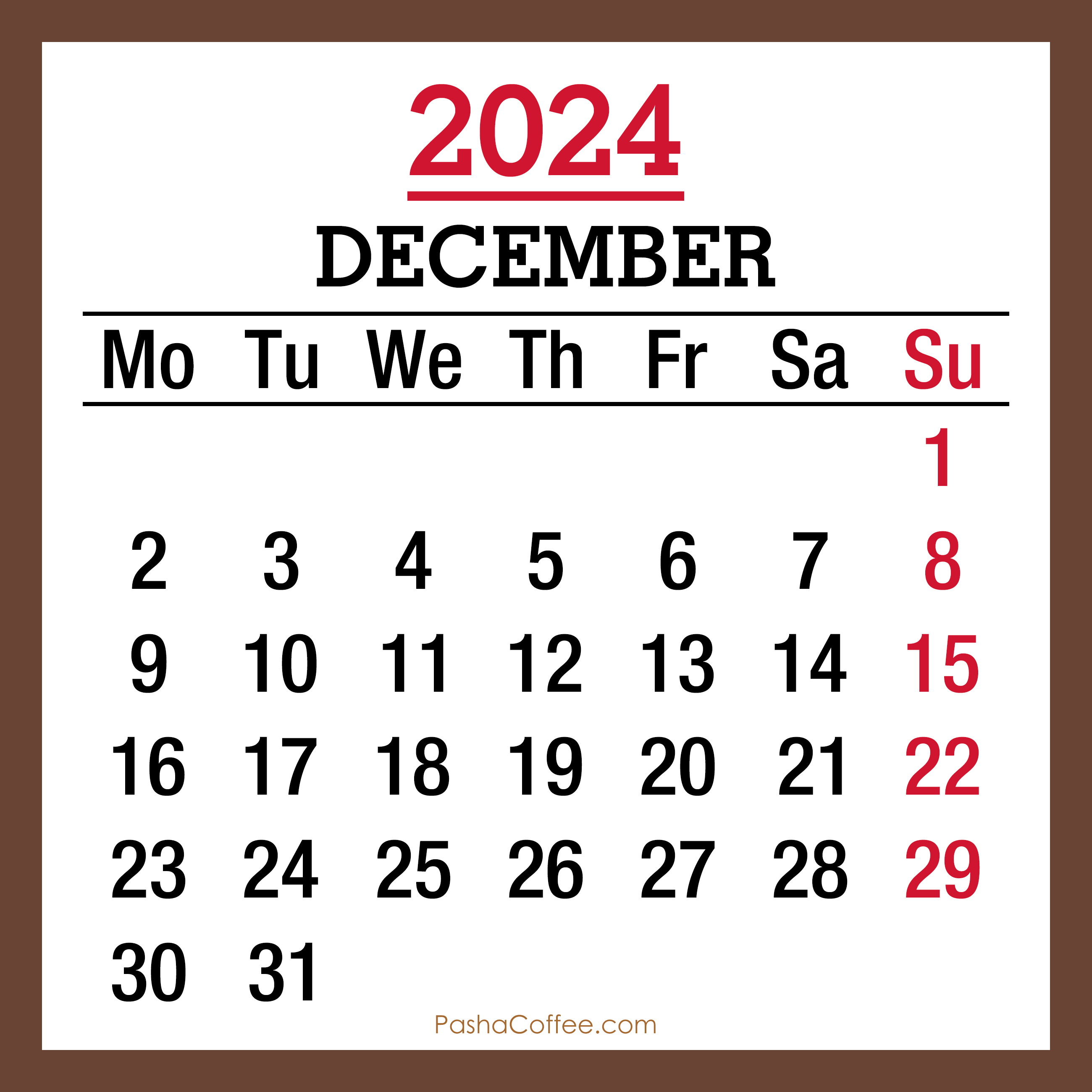 Monthly Calendar December 2024 Printable Free Jacky Liliane